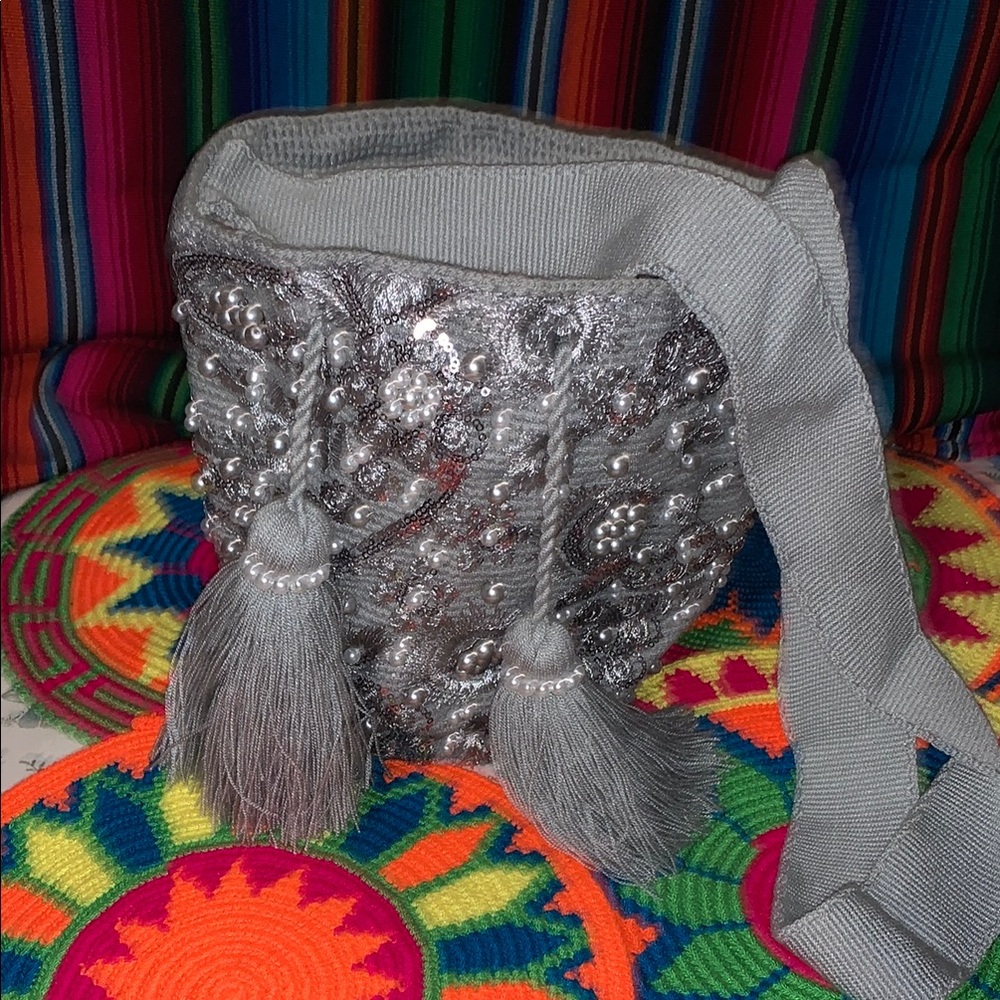 Silver Embellished Women's Bag